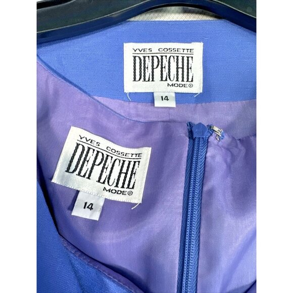 Yves Cossette Depeche Mode Womens Linen Blend Jacket & Dress Size 14 Blue - Picture 4 of 14